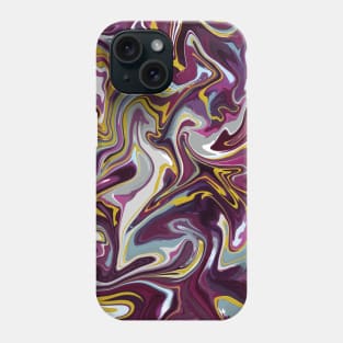 Luxe Living with Gold Silk Marble - Magenta, Blue, Grey Liquid Paint Pattern Phone Case