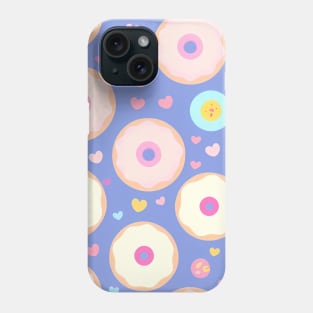 Donuts and hearts patterns in pastel color Phone Case