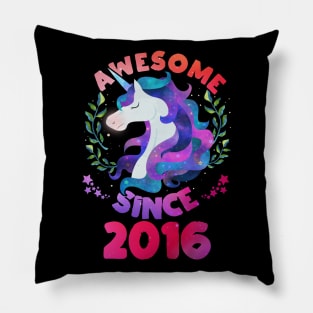 Cute Awesome Unicorn Since 2016 Funny Gift Pillow