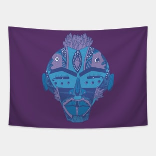 Mountain Blue African Mask 4 Tapestry