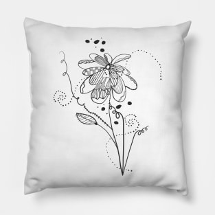 Summer time abstract black flowers Pillow