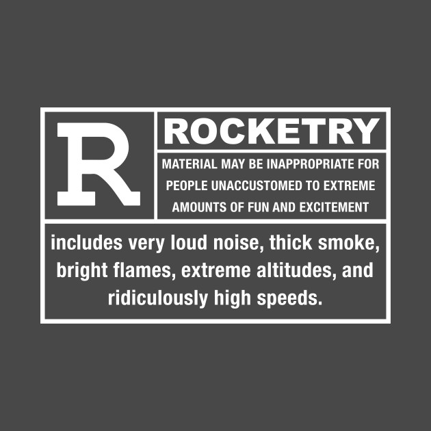 ROCKETRY Warning Label ( back of shirt ) by Eugene and Jonnie Tee's