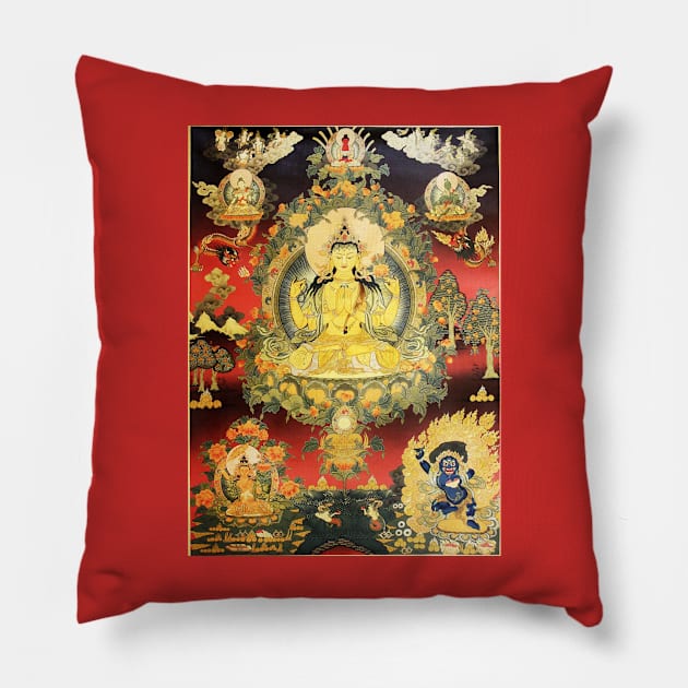 The Bodhisattva Avolokitesvara, regarder of the cries of the world Pillow by RobertMKAngel