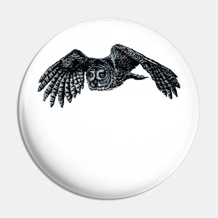 Great Grey Owl in flight Pin