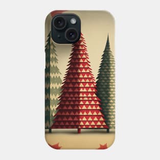 Geometry Christmas Trees with Plaid & Black Background Phone Case