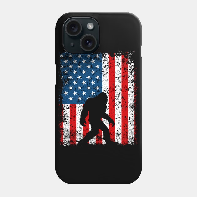 Bigfoot American Flag Sasquatch Phone Case by RadStar