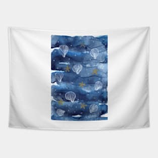 Seashells Whimsical Watercolor Pattern Tapestry