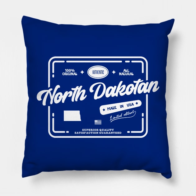 Original North Dakotan Cool Vintage Light Stamp Print North Dakota Resident Gift Pillow by Space Surfer 