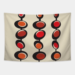 Atomic Age Design in Shades of Red Tapestry