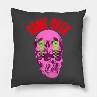 Game Over Glitch Skull Pillow