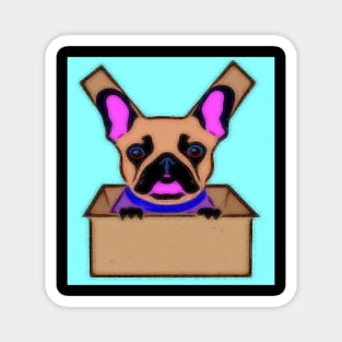 AI generated French Bulldog in cardboard box Magnet