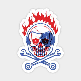 Skull Biker Fire/ Flame Magnet