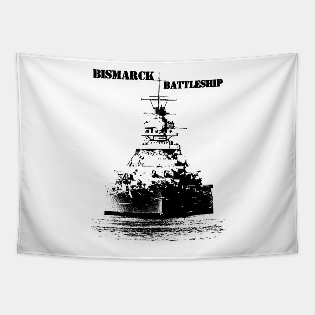 Bismarck Battleship Tapestry by hottehue