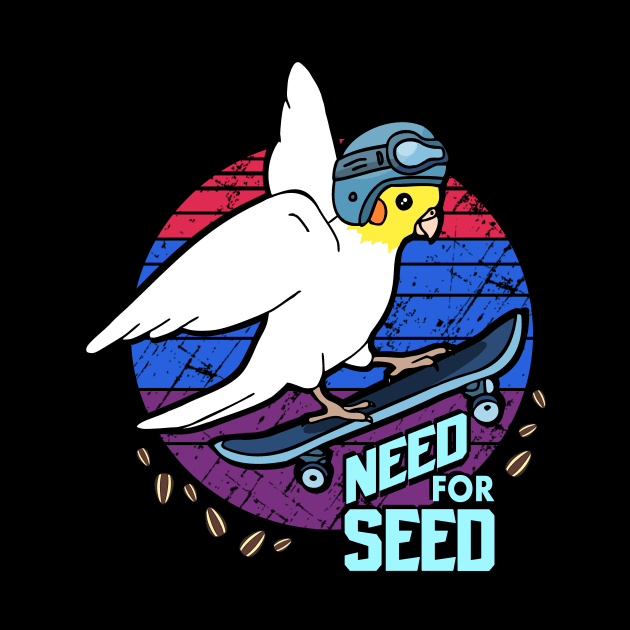 Need for Seed Skater white cockatiel by FandomizedRose