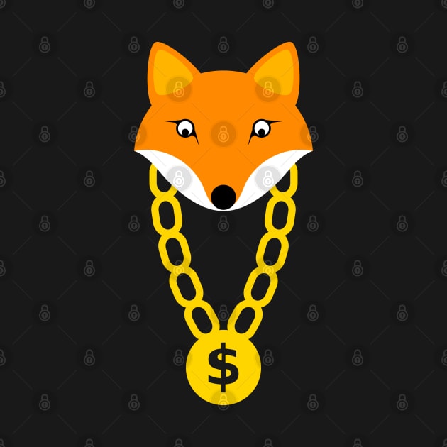 Cute Fox With Gold Chain And Dollar Symbol by Bohnenkern