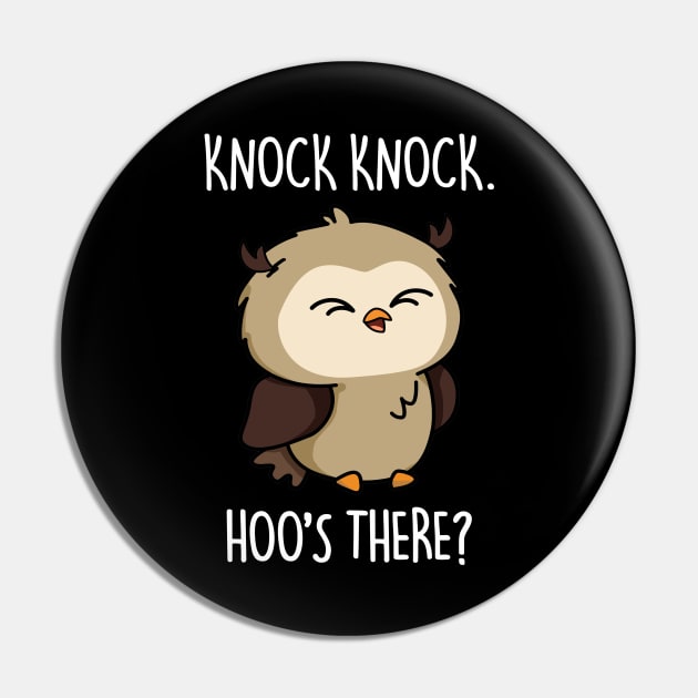 Hoos There Cute Owl Pun Pin by punnybone