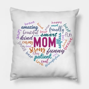 colorful heart mom word cloud - All the Words for Mom Pillow