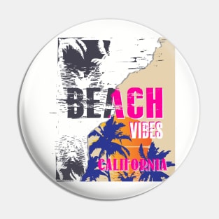 Beach Vibes California Torn Poster Typography Pin