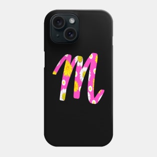 Letter m pink cursive personalized custom name monogram initials Alphabet M capital letter M Phone Case