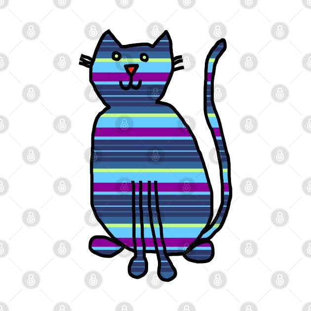 Cat Blue Stripes by ellenhenryart