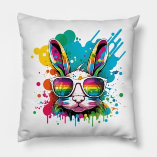 A Rabbit with a Unique Look with glasses Pillow