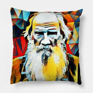 Leo Tolstoy Abstract Portrait | Leo Tolstoy Abstract Artwork Pillow