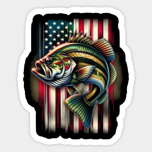American Flag Fish - Fishing - Sticker