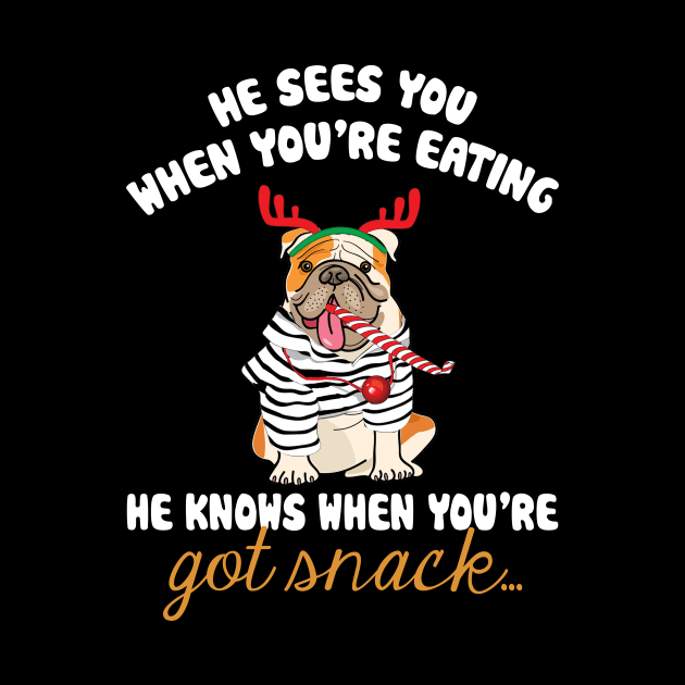 He Sees You When You're Eating Christmas Pug by TeeSky