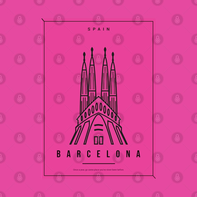 Barcelona Cityscape Minimalist Poster by Suprise MF