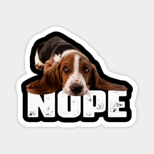 Pawsitively Poised Basset Hound NOPE, Tee Trendsetter Triumphs Magnet