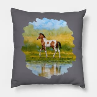 Cute Bay Pinto Foal Horse Pillow