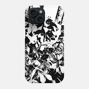 Black and White Rose Print Phone Case