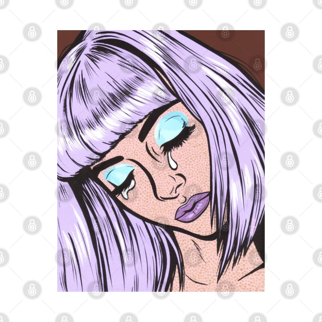 Lilac Bangs Crying Comic Girl by turddemon