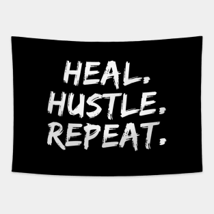 Heal Hustle Repeat White Tapestry