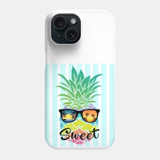Sweet Tropical Summer - Blue Stripes on - Phone Case