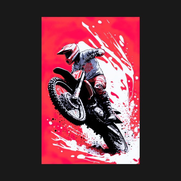 Dirt Bike With Red and Black Paint Splash Design by KoolArtDistrict