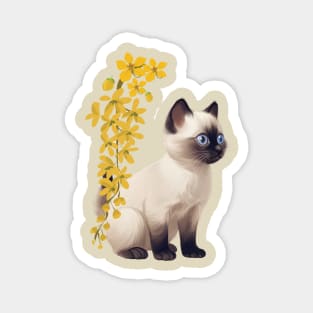 Siamese Cat and Thailand National Flower Magnet