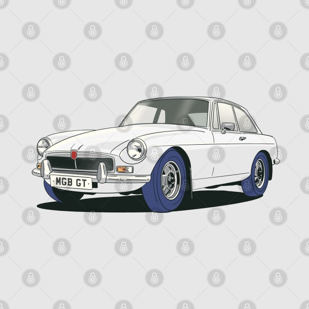 MGB GT Vintage Car in White by Webazoot