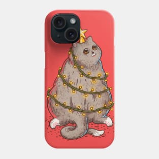 Merry Catmas - Funny Chonky Cat dressed as a Chritmas Tree Phone Case