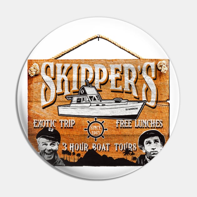 Skipper Gilligan's Island Wooden Sign Pin by Alema Art