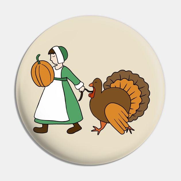 Thanksgiving Pilgrim and Turkey Pin by valentinahramov