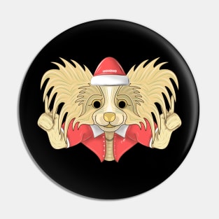 santa papillon dog Pin