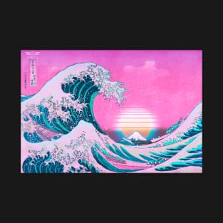 Vaporwave Great Wave Off Kanagawa Aesthetic Sunset T-Shirt