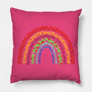 Hearts and Glitter Look Whimsical Rainbow Pillow