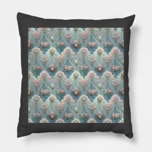 Baby Blue and Baby Pink Rococo No. 2 Pillow