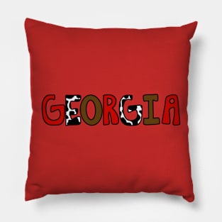 Georgia cowprint wordart Pillow