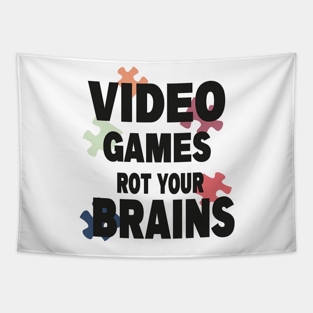 video games rot your brains Tapestry by fredakiker