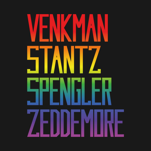 Venkman, Stantz, Spengler, Zeddemore Name Badges (Ghostbusters, rainbow effect) by GraphicGibbon