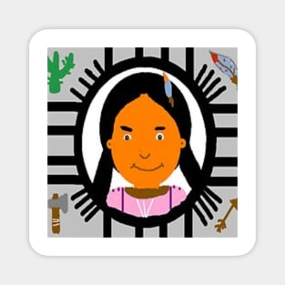Native American Artwork Illustration on White Background Magnet