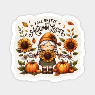 Fall Breeze And Autumn Leaves Magnet